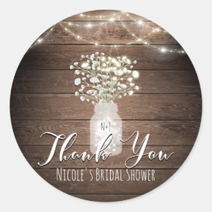 Baby's Breath & Lights Rustic Wedding Favour Custo Classic Round Sticker