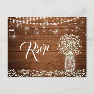 Baby's Breath Mason Jar RSVP Card with Meal Choice