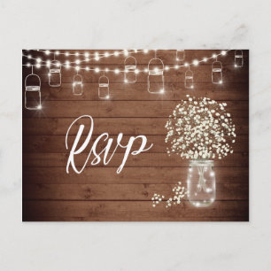 Baby's Breath Mason Jar RSVP Card with Meal Choice