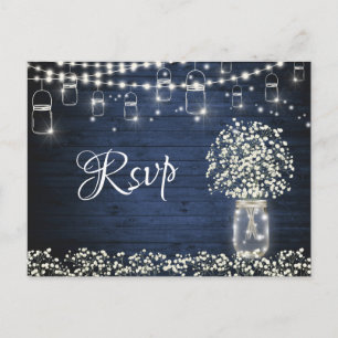 Baby's Breath Mason Jar RSVP Card with Meal Choice