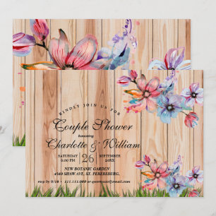 Baby's Breath Mason Jar Rustic Couple Shower Invit Invitation