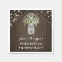Babys Breath Mason Jar Rustic Fairy Lights Wedding
