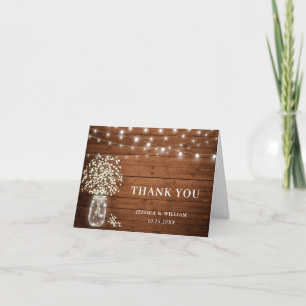 Baby's Breath Mason Jar Rustic Watercolor Thank You Card