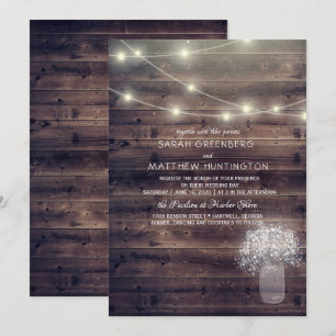 Baby's Breath Mason Jar Rustic Wedding Invitation