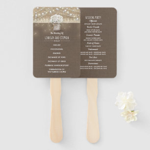 Baby's Breath Mason Jar Rustic Wedding Program Hand Fan