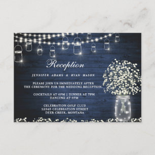 Baby's Breath Mason Jar Rustic Wedding Reception Enclosure Card