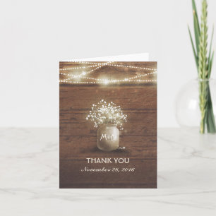 Baby's Breath Mason Jar Rustic Wedding Thank You