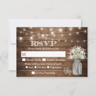 Baby's Breath Mason Jar String Lights Meal RSVP