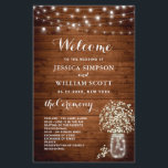 Baby's Breath Mason Jar Wedding Ceremony Program<br><div class="desc">For further customisation,  please click the "customise further" link and use our design tool to modify this template. If you prefer Thicker papers / Matte Finish,  you may consider to choose the Matte Paper Type. 
 If you need help or matching items,  please contact me.</div>