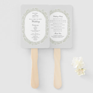 Baby's Breath Monogram Gypsophila Floral Wedding Hand Fan