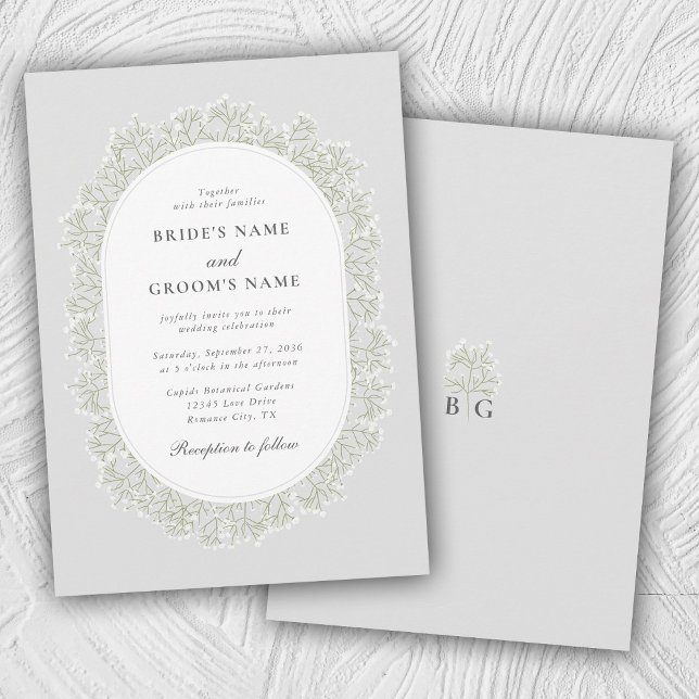 Baby's Breath Monogram Gypsophila Floral Wedding Invitation (Baby's Breath Monogram Gypsophila Floral Wedding Invitation)