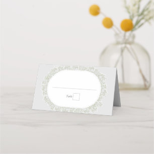Baby's Breath Monogram Gypsophila Floral Wedding Place Card