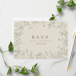 Baby's Breath Monogram Wedding RSVP Enclosure Card