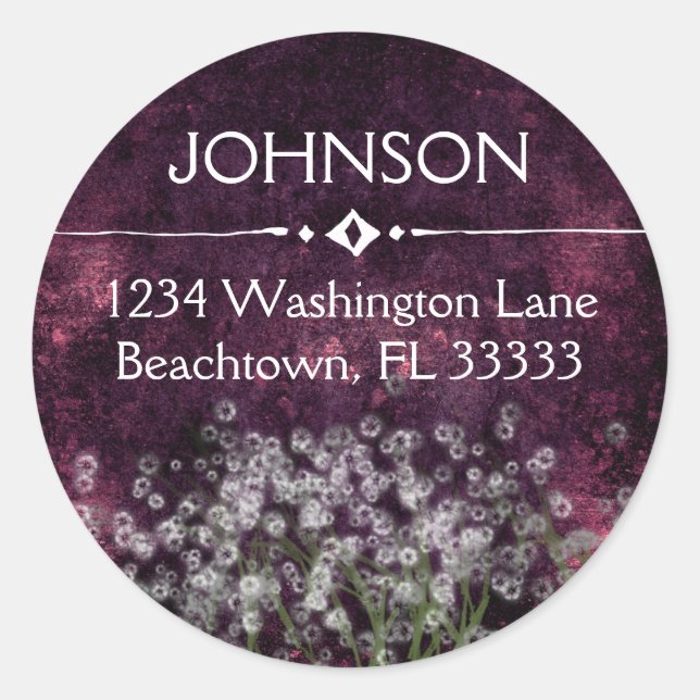 Baby's Breath on Purple Watercolor Address Label (Front)
