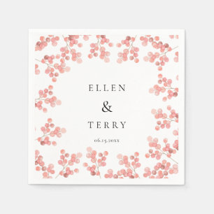 Baby's Breath Pink floral watercolor wedding Napkin