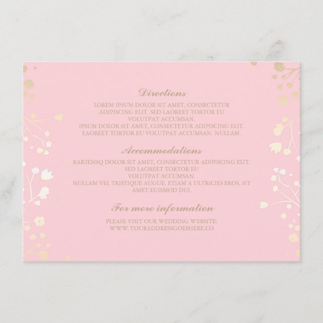 Baby's Breath Pink Wedding Details - Information Enclosure Card (Front)