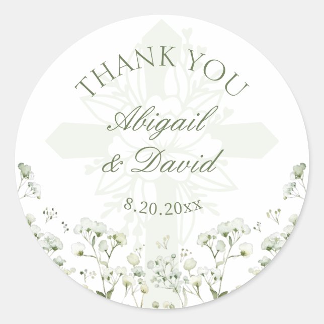 Baby's Breath Religious Wedding Classic Round Sticker (Front)