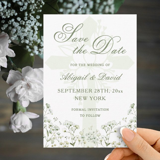 Baby's Breath Religious Wedding Save The Date (Creator Uploaded)