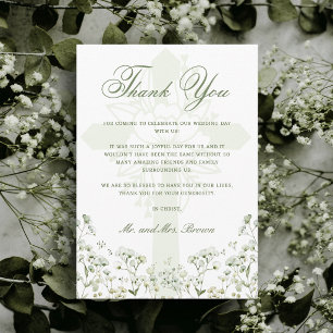 Baby's Breath Religious Wedding Thank You Card