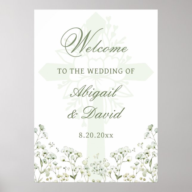 Baby's Breath Religious Wedding Welcome Poster (Front)