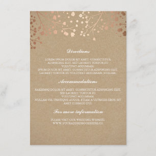 Baby's Breath Rose Gold and Brown Wedding Details Enclosure Card