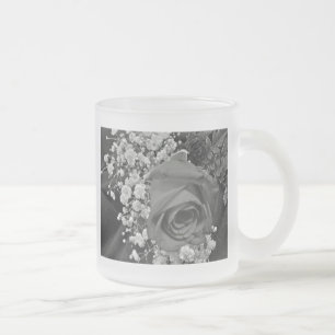 Baby's Breath & Rose - Grey Frosted Glass Coffee Mug