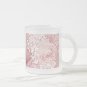 Baby's Breath & Rose - Pink Frosted Glass Coffee Mug