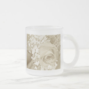 Baby's Breath & Rose - Taupe Frosted Glass Coffee Mug