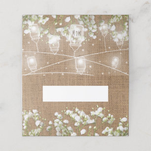 Baby's Breath Rustic Burlap Wedding Name Place Card