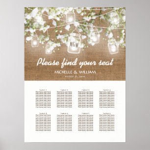 Baby's Breath Rustic Burlap Wedding Seating Chart