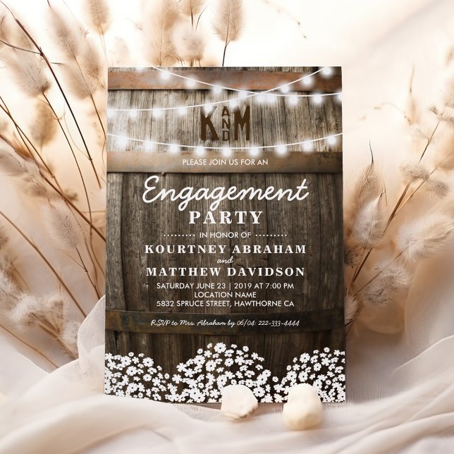 Baby's Breath Rustic Charm Engagement Party Invitation (Creator Uploaded)
