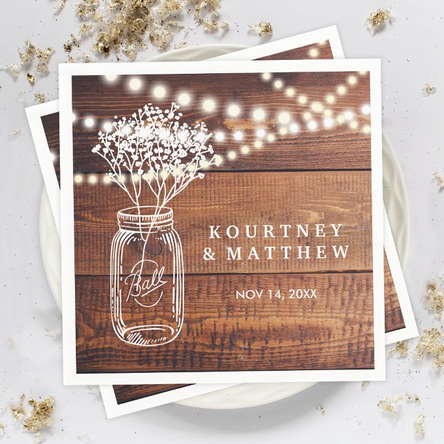 Baby's Breath Rustic Country | Mason Jar Wedding Napkin (Creator Uploaded)