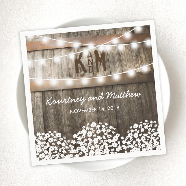 Baby's Breath Rustic Country Wedding Napkin (Creator Uploaded)