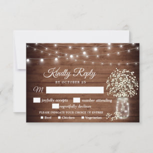 Baby's Breath Rustic RSVP Card with Meal Choice
