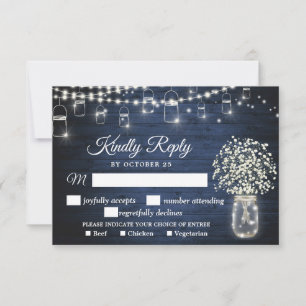 Baby's Breath Rustic RSVP Card with Meal Choice