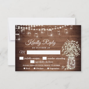 Baby's Breath Rustic RSVP Card with Meal Choice