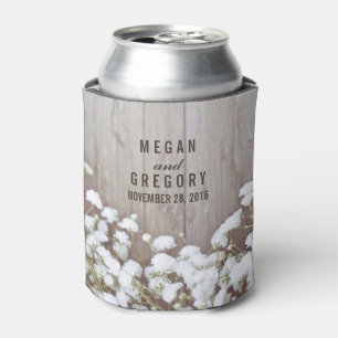 Baby's Breath Rustic Wedding Can Cooler