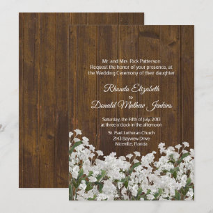 Babys Breath Rustic Wedding Invitation