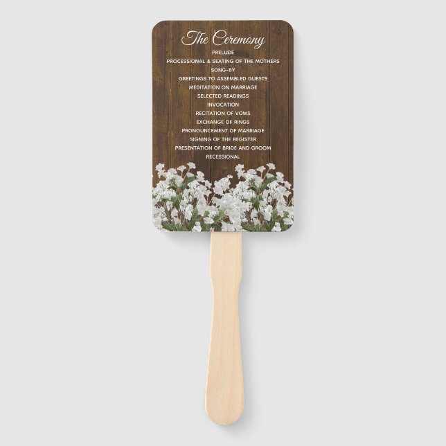 Babys Breath Rustic Wedding Program Fan (Front)