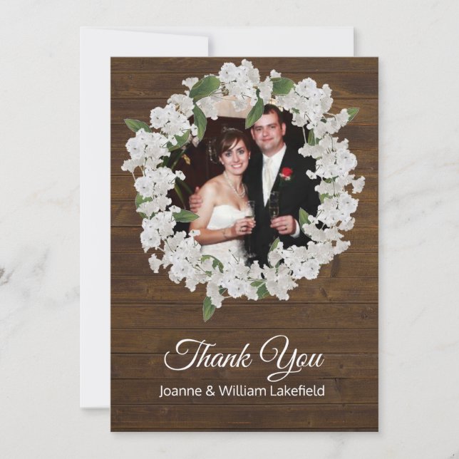 Babys Breath Rustic Wedding Thank You Card (Front)