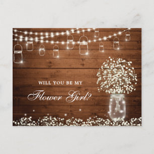 Baby's Breath Rustic Will You Be My Flower Girl Postcard