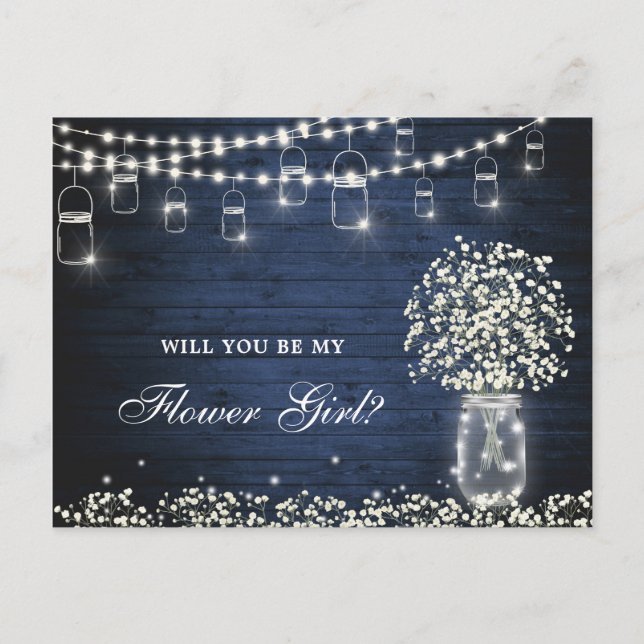 Baby's Breath Rustic Will You Be My Flower Girl Postcard (Front)