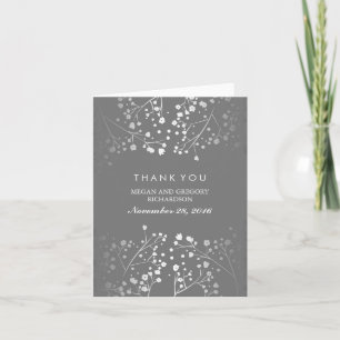 Baby's Breath Silver and Grey Wedding Thank You Card