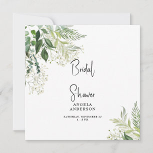 Baby's Breath Simple Bridal Shower Square Invitation
