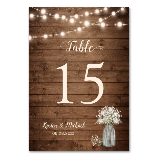 Baby S Breath String Lights Wedding Table Number Zazzle Co Uk