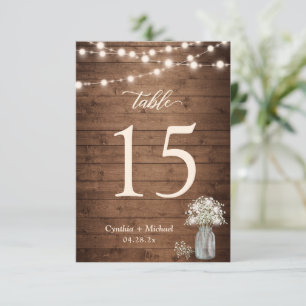 Baby's Breath String Lights Wedding Table Number