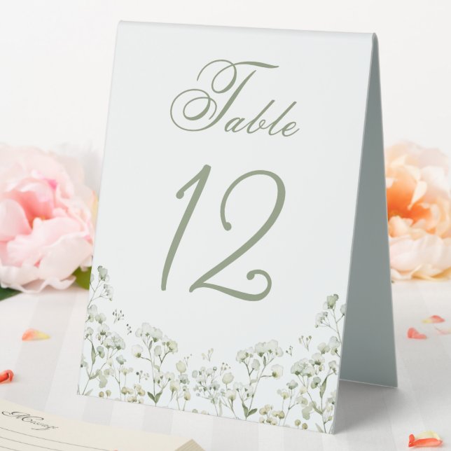 Baby's Breath Table Number Sign (In SItu (Wedding))