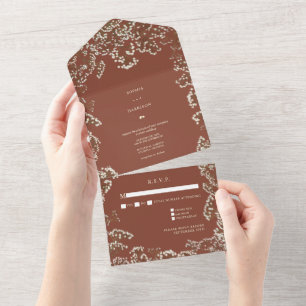 Baby's Breath Terracotta RSVP All In One Invitation