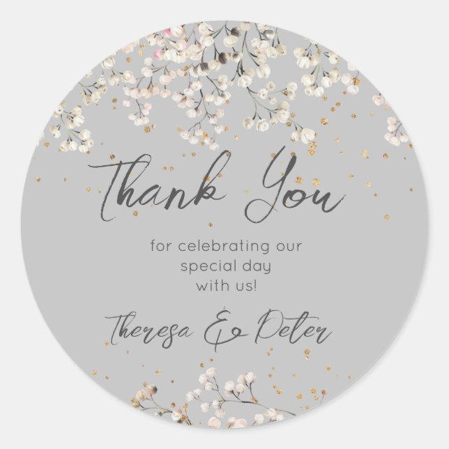 Baby's Breath Thank You Favour Sticker (Front)