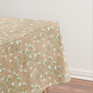 Baby's Breath Watercolor Floral Baptism Wedding Tablecloth